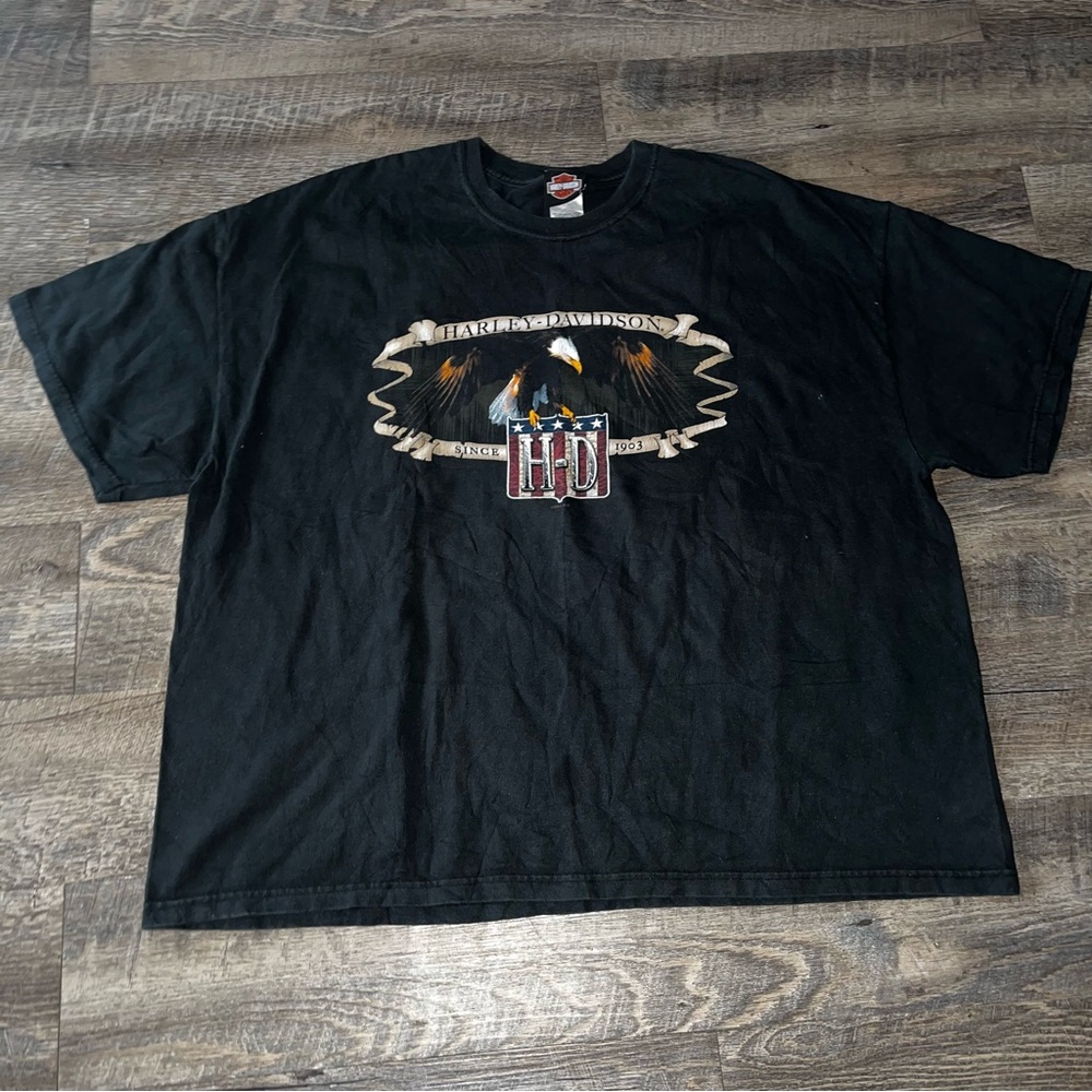 Harley‎ Davidson T Shirt Vintage Style Top Eagle Tee Biker Y2K Size 3X Fade